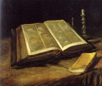 Gogh, Vincent van - Still Life with Open Bible,Candlestick and Novel